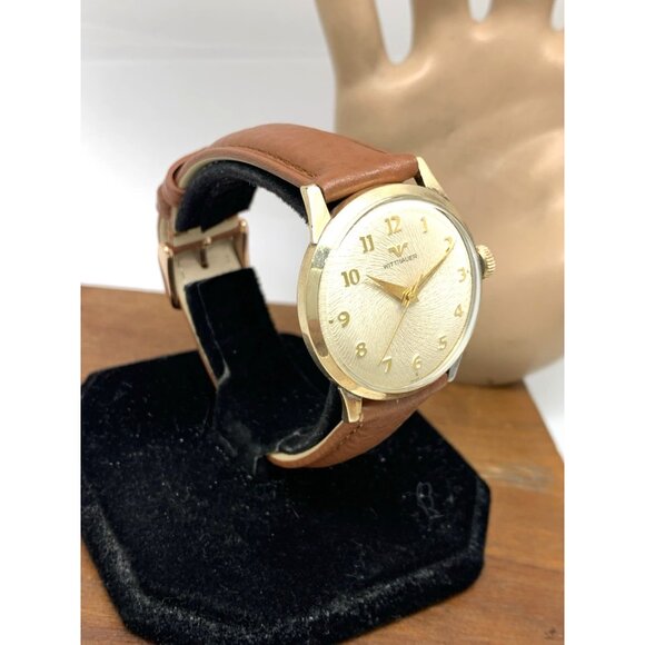 Wittnauer Men's Watch 108A Vintage 60'S Swiss Hand Wind 11WSG 32mm Leather Strap - Picture 15 of 15